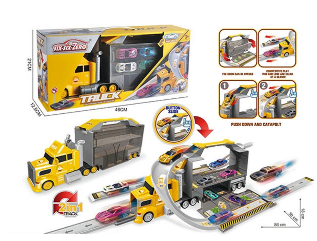 Игрален комплект 2в1 - Автовоз и писта с колички- 660-S45 - 345255