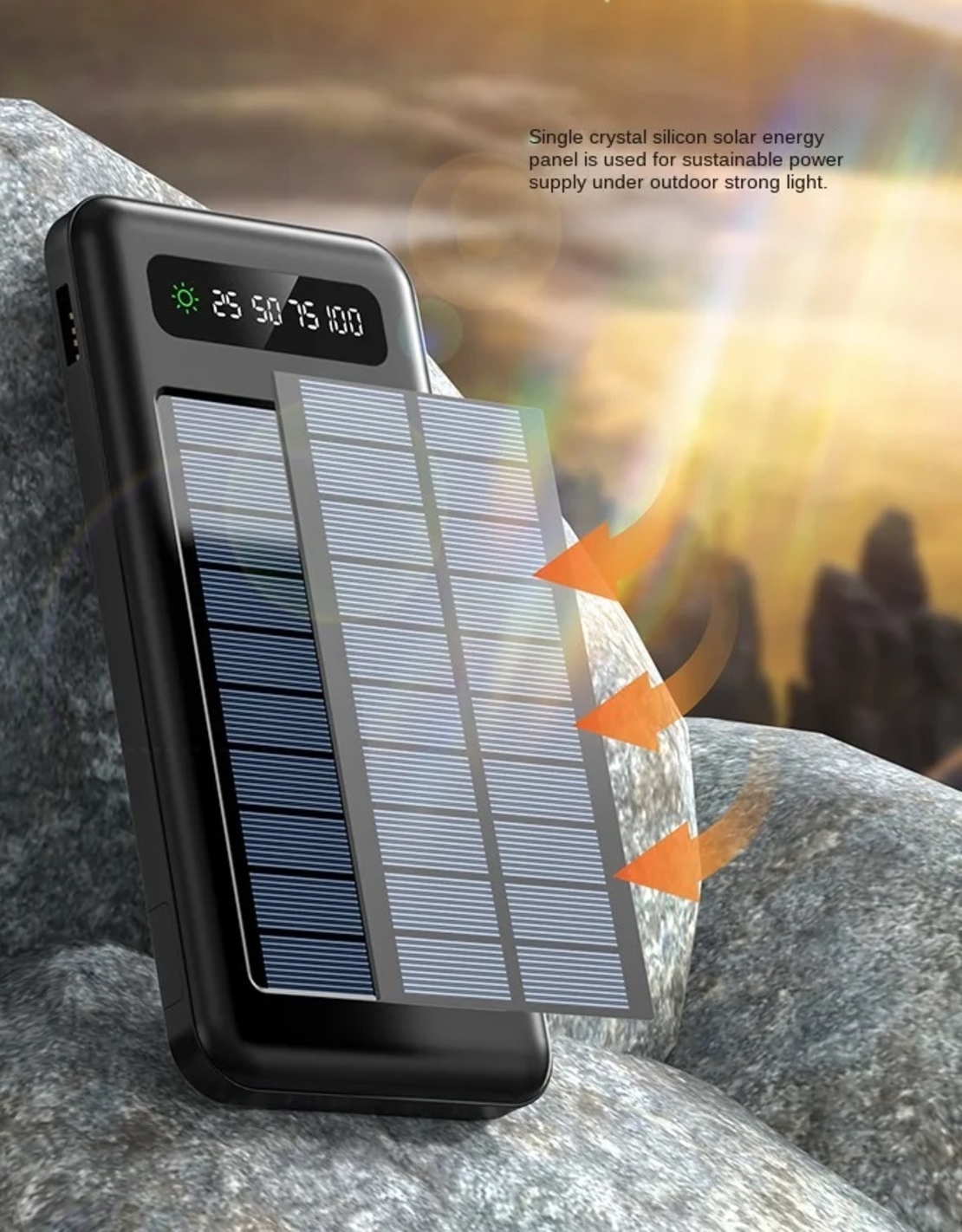 Външна батерия със соларен панел - 4в1 - ​​10.000mah - YM519 - 810392 - Черна