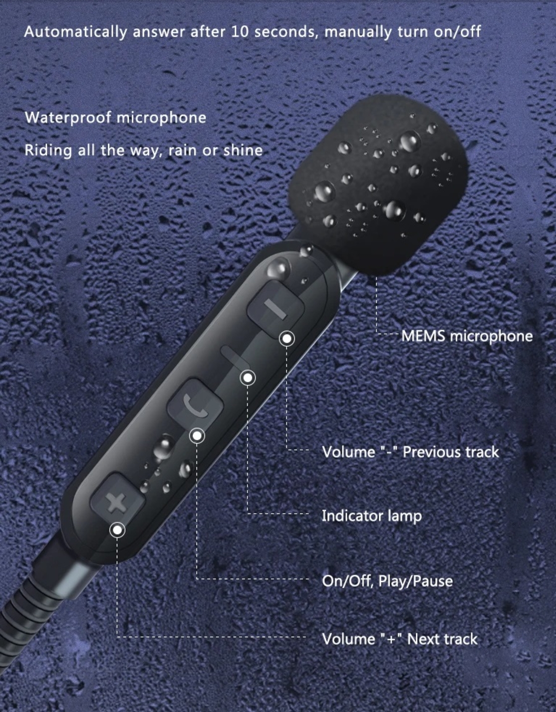 Интерком за мотоциклетна каска с Bluetooth - GT0 - FineBlue - 700475