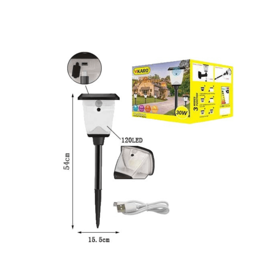 Акумулаторна LED градинска лампа - 2204D - 30W - 559823