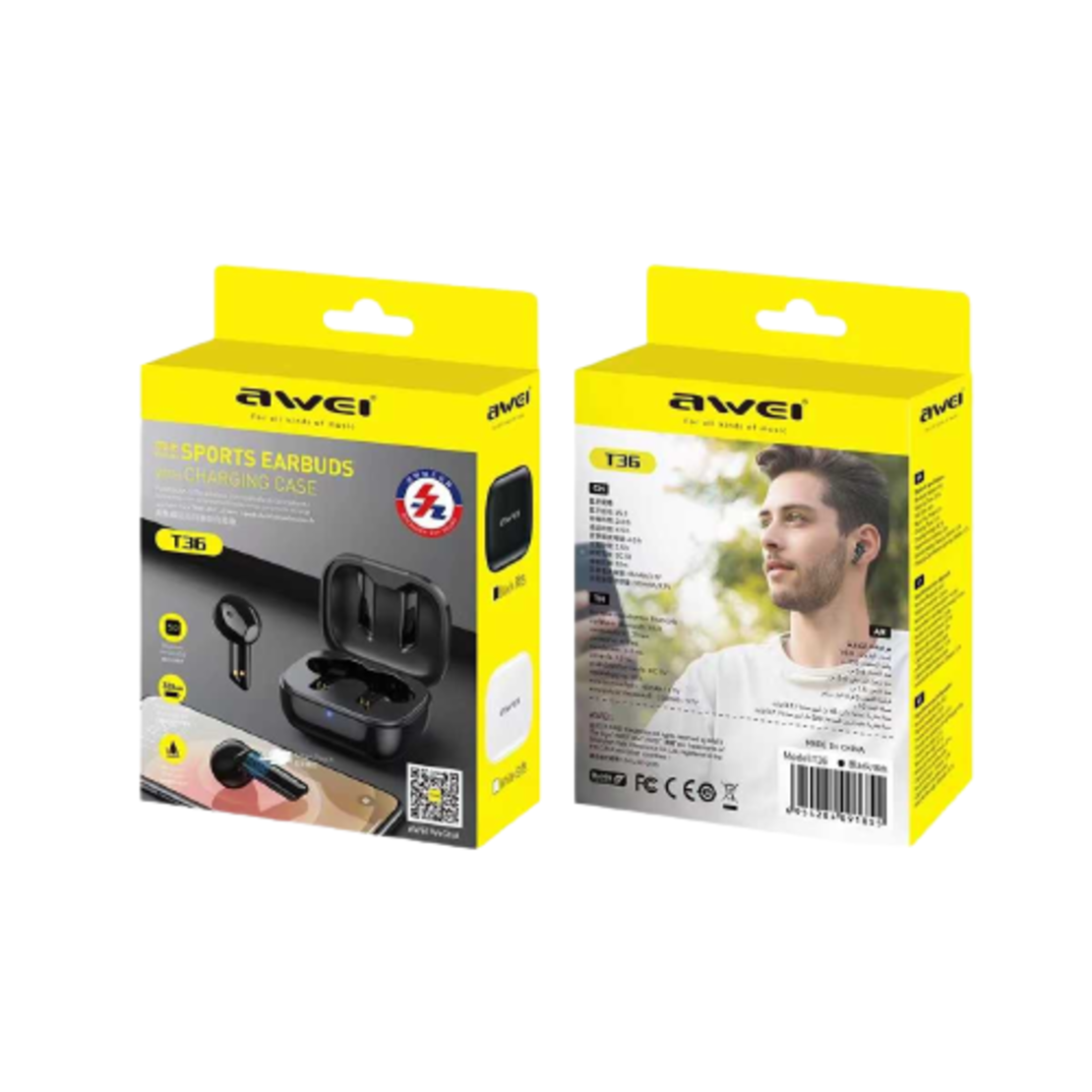 Безжични слушалки с калъф за зареждане - Bluetooth - T36 - AWEI - 888704