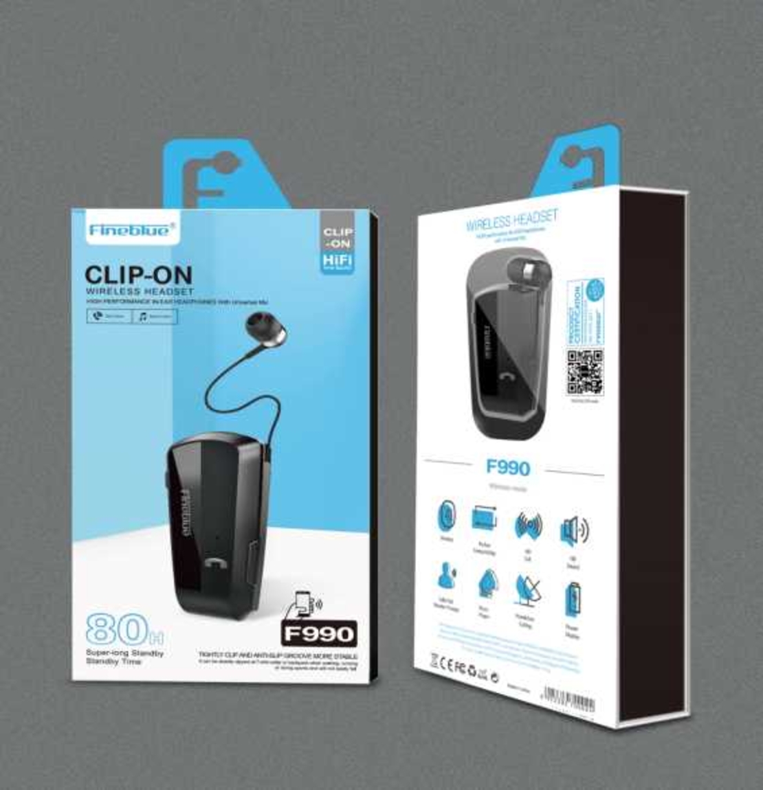 Хендсфри слушалка - Bluetooth  - F990 - 700024 - FineBlue - Черна