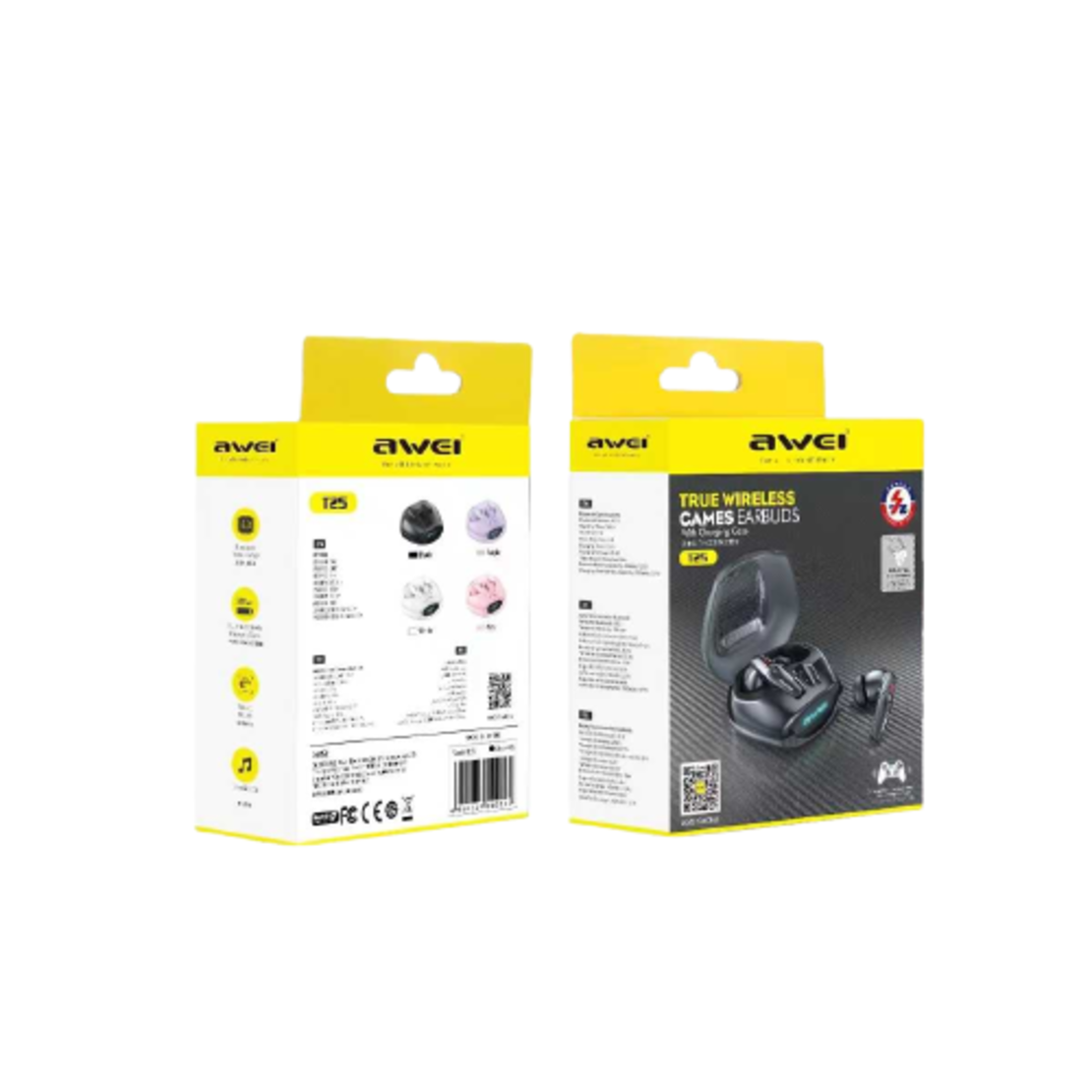 Безжични слушалки с калъф за зареждане - Bluetooth- T25 - AWEI - 888797 - Черна