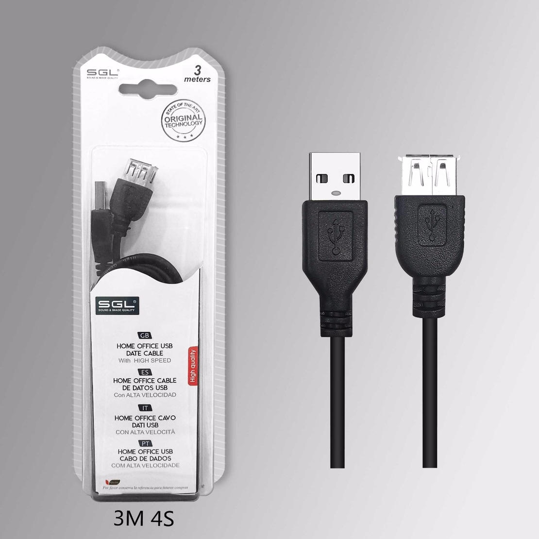 Кабел USB мъжки/женски - 3м - 4S - 197536