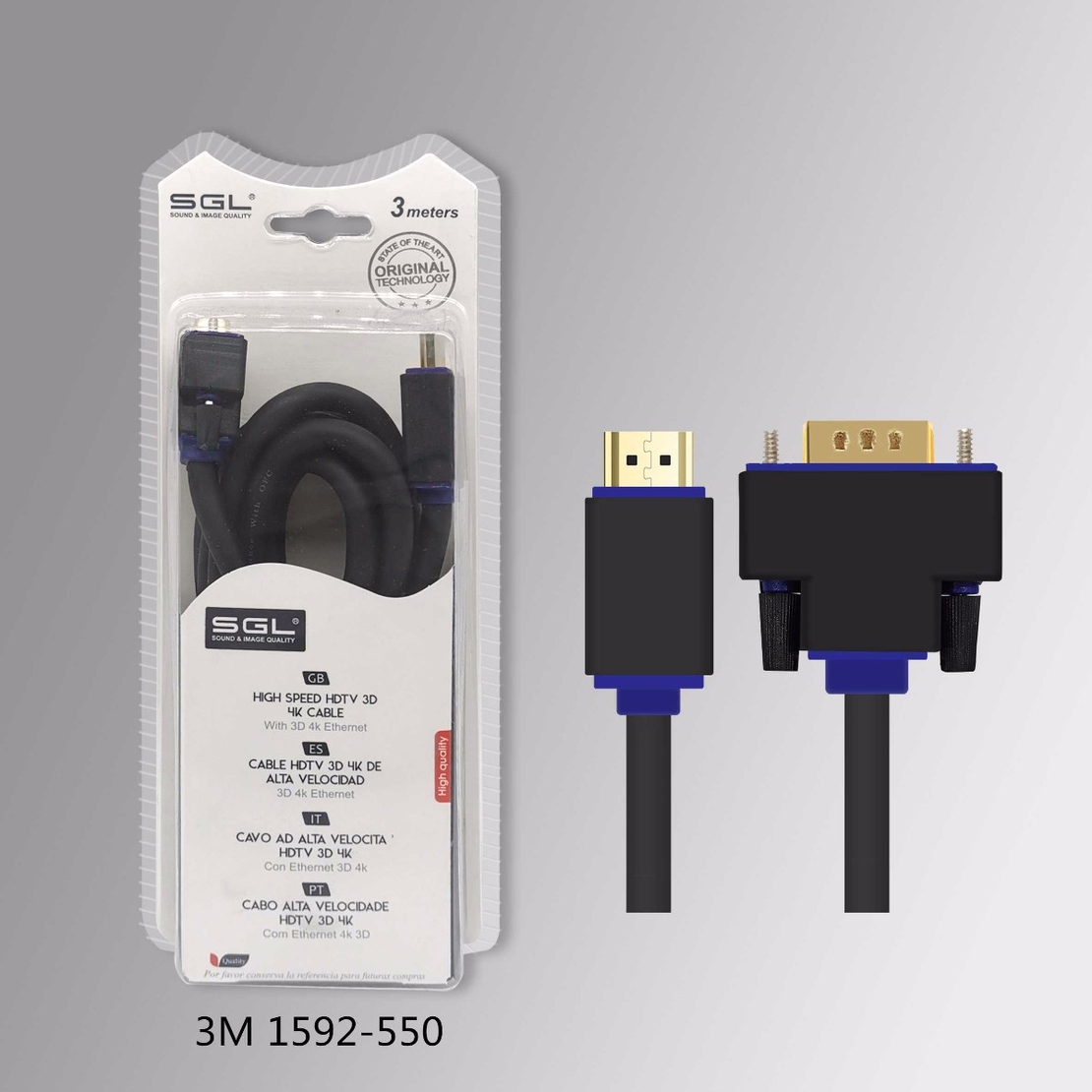 Кабел HDMI към VGA мъжки - 3м - 200424