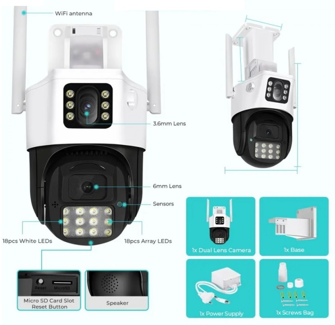 IP охранителна камера - Двойна - Wi-Fi - P33 - 4MP - 322008