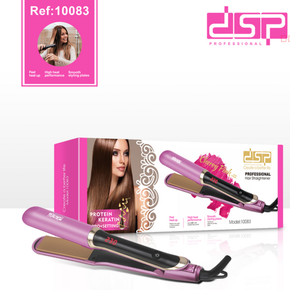 Преса за коса - 10083 - DSP - 613613 - Розова