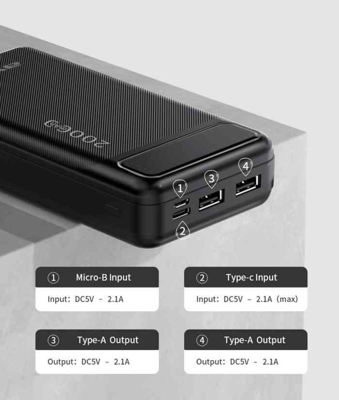 Външна батерия - 20.000mah - P6K - AWEI - 888537 - Черна