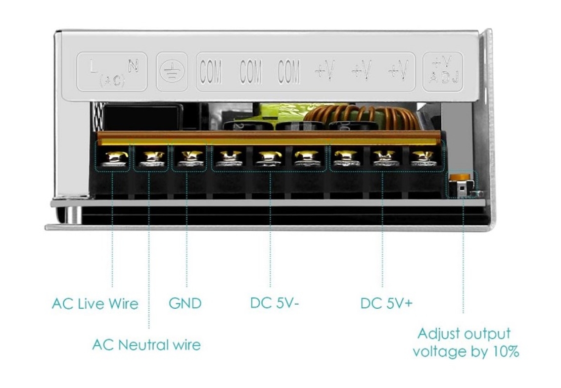 Трансформатор AC-DC - 220V към 5V - 40A - 200W - 605402