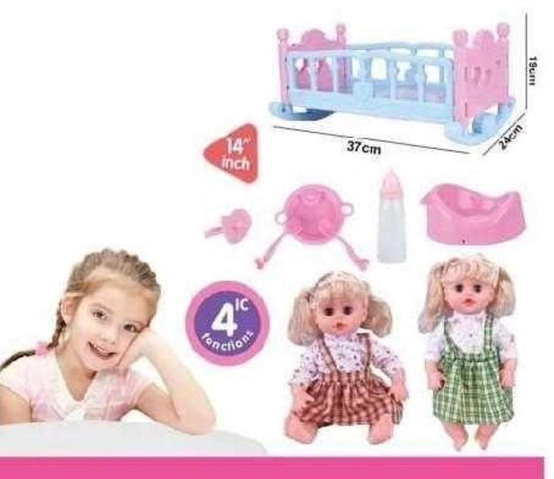 Игрален комплект - Кукла с легло и аксесоари- K007-33 - 345362