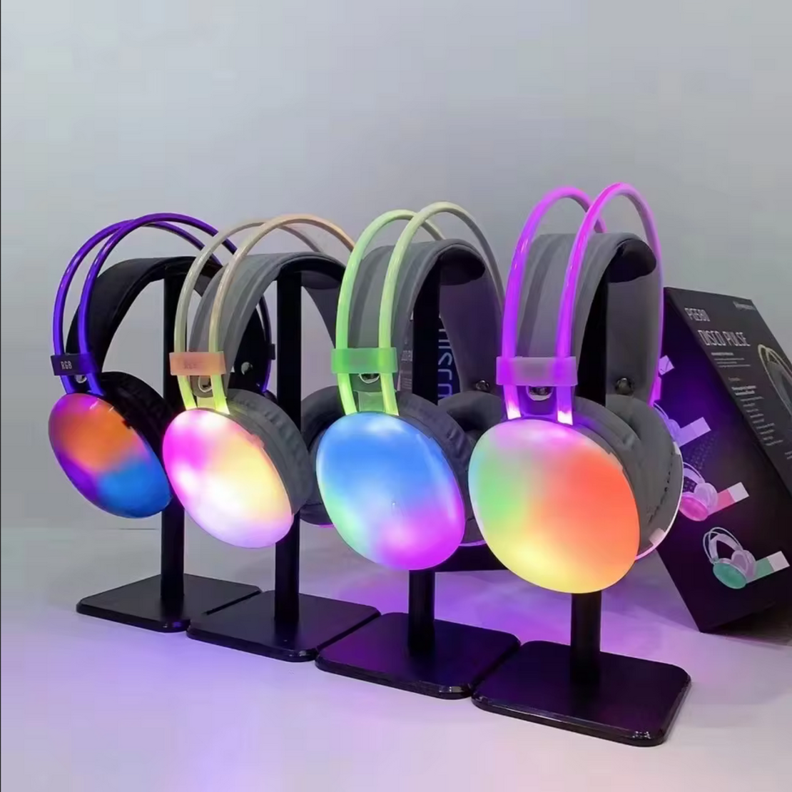 Безжични слушалки с цветно LED осветление - PG580 - 212058 - Черни