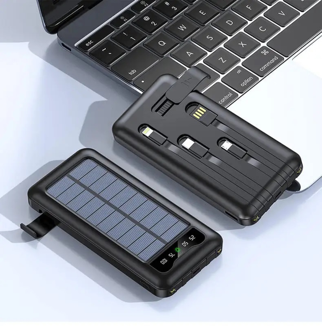Външна батерия със соларен панел - 4в1 - 10.000mah - KJ495 - 810378 - Черна