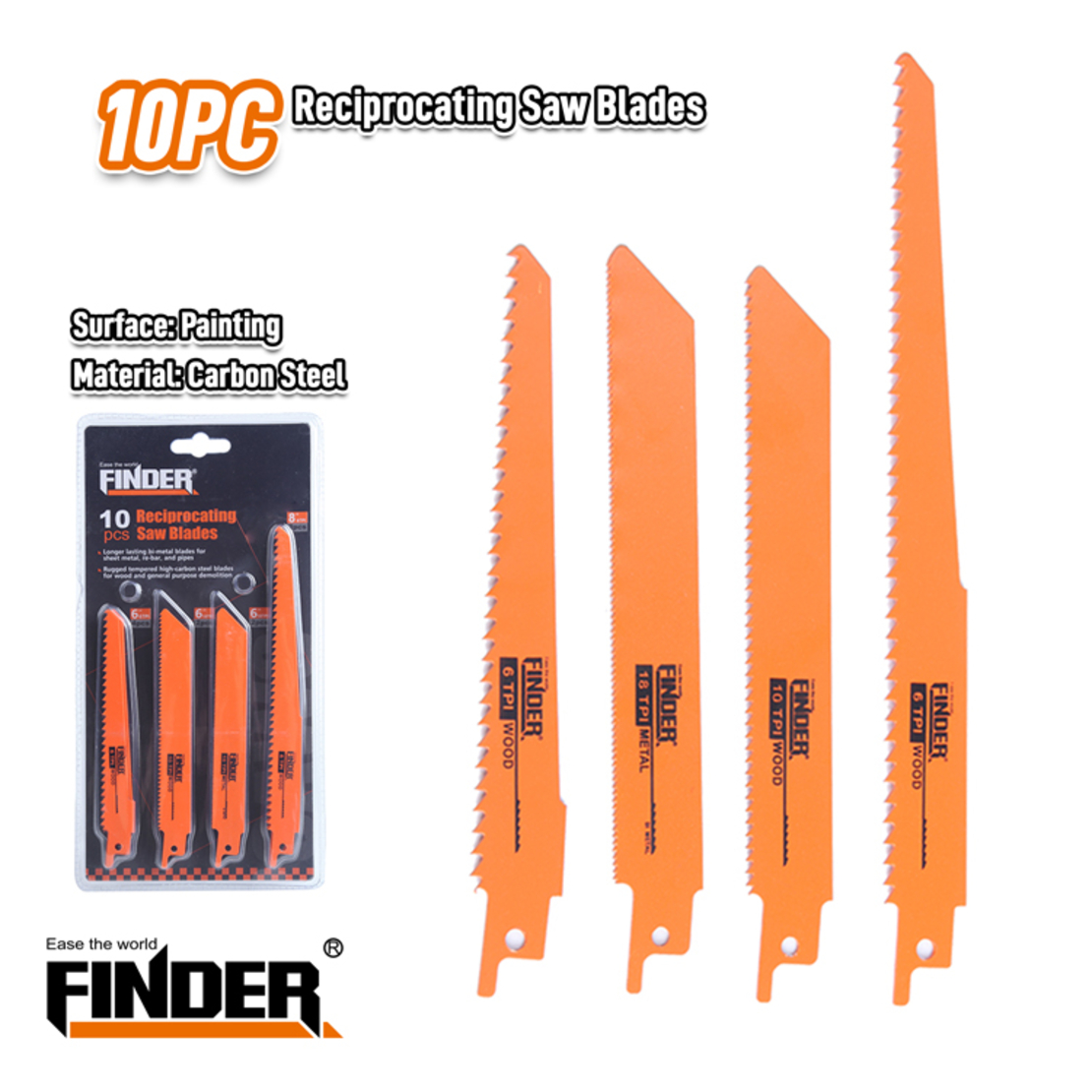 Комплект резервни остриета за саблен трион - 10pcs - Finder - 191572