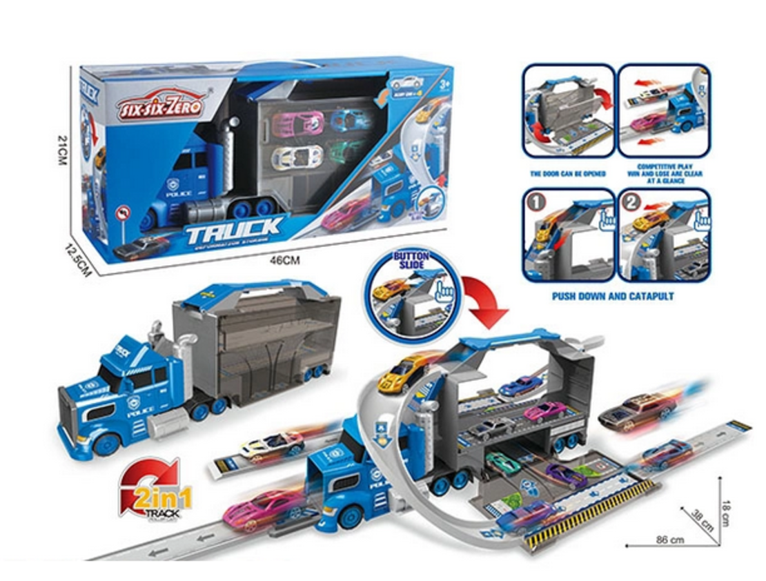 Игрален комплект 2в1 - Автовоз и писта с колички- 660-S43 - 345252
