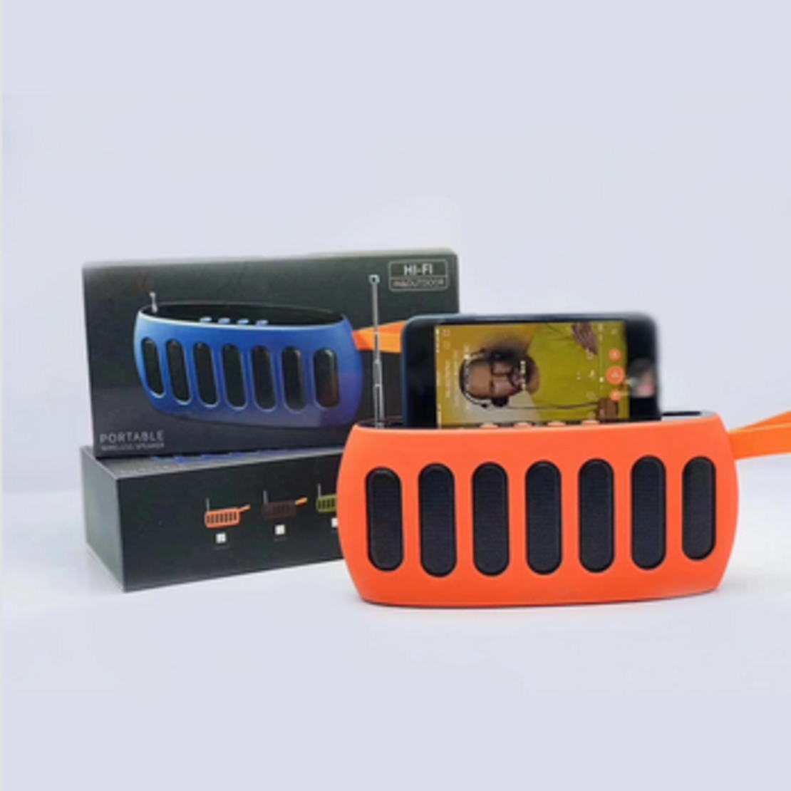 Безжична Bluetooth тонколонка с поставка за смартфон - LP-V13 - 700865 - Оранжева