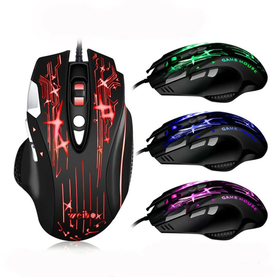 Жична гейминг мишка с оптичен сензор - LED RGB - WB912 - Weibo - 659127