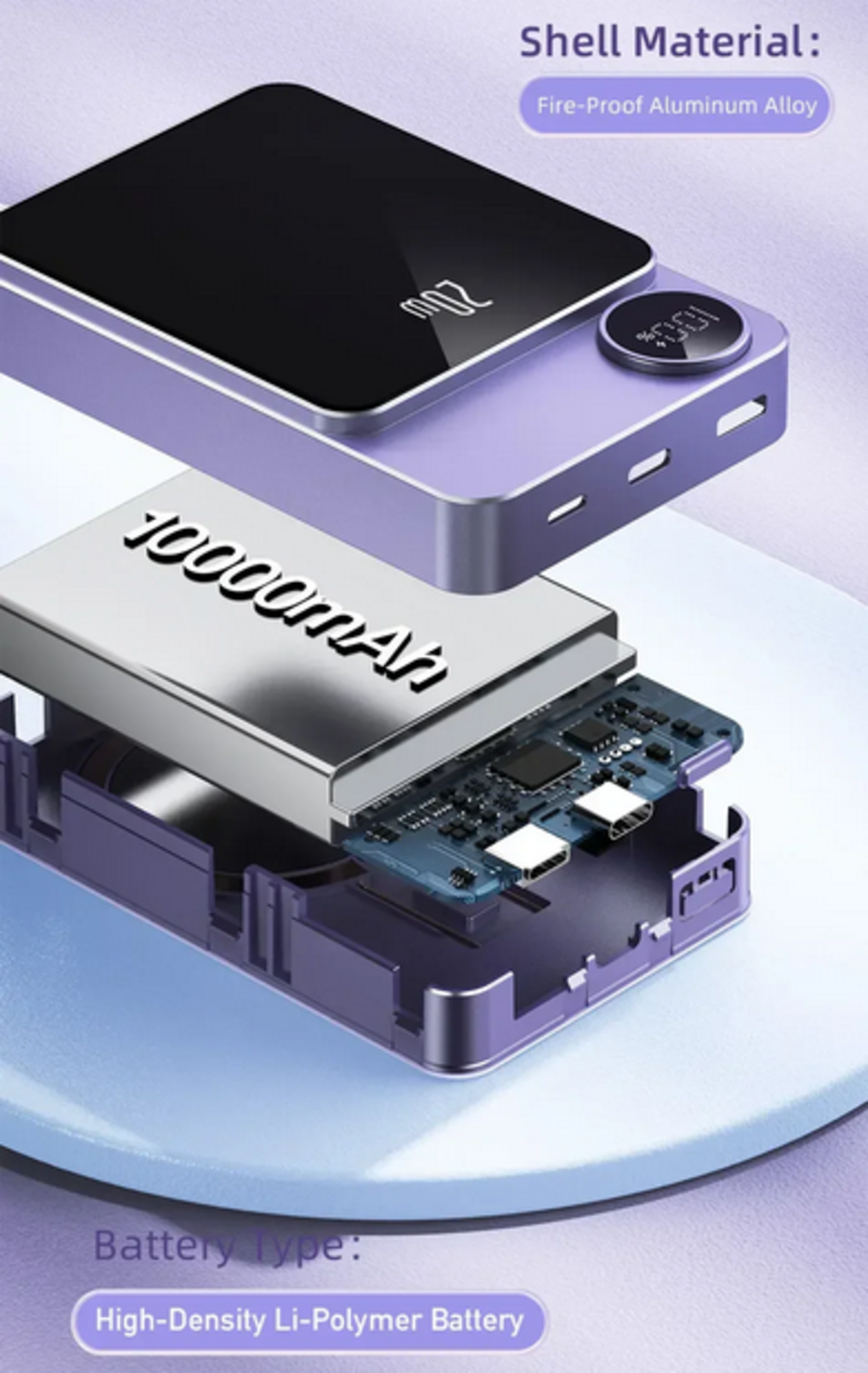 Външна батерия с магнитно зареждане - P39K - 10.000mah - 20W - AWEI - 005500 - Сива
