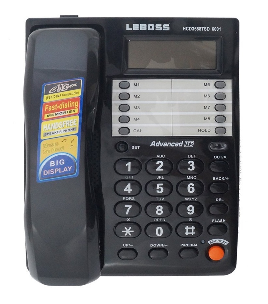 Стационарен телефон с кабел - 6001 - 060013 - Черен