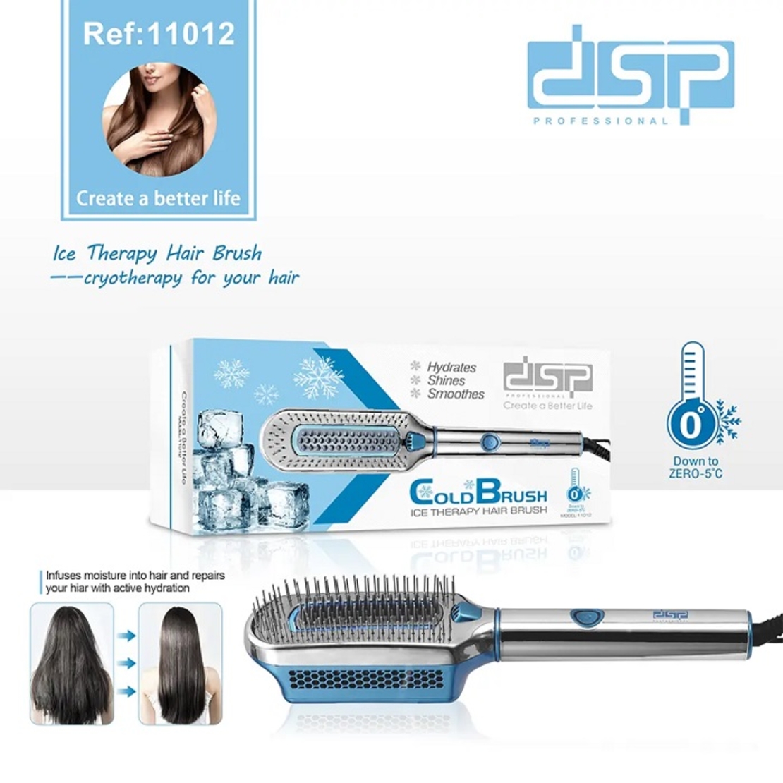 Електрическа четка за криотерапия за коса - Ice Therapy Hair Brush - 11012 - DSP - 614177