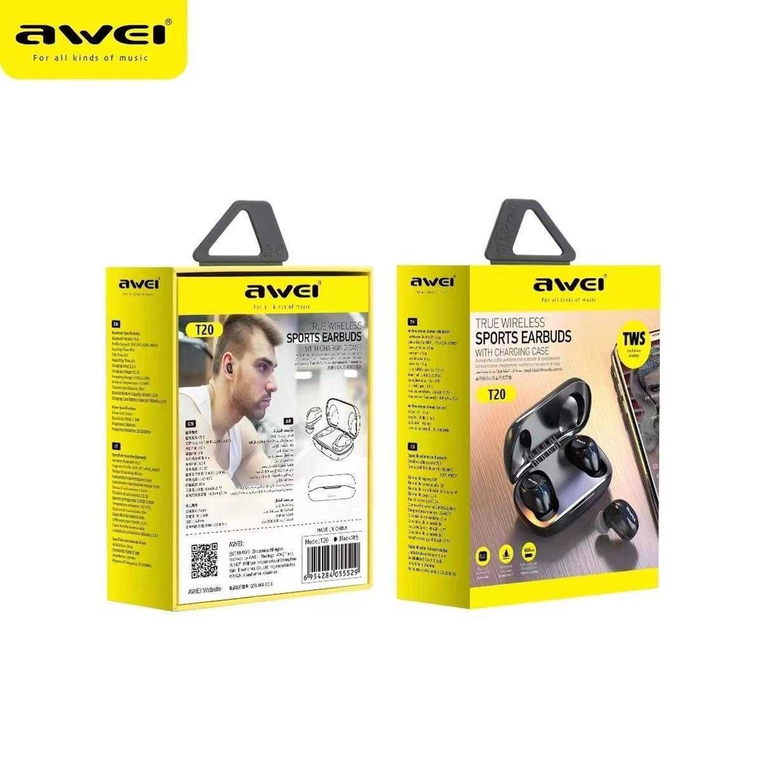 Безжични слушалки с калъф за зареждане - Bluetooth - T20 - AWEI - 055529