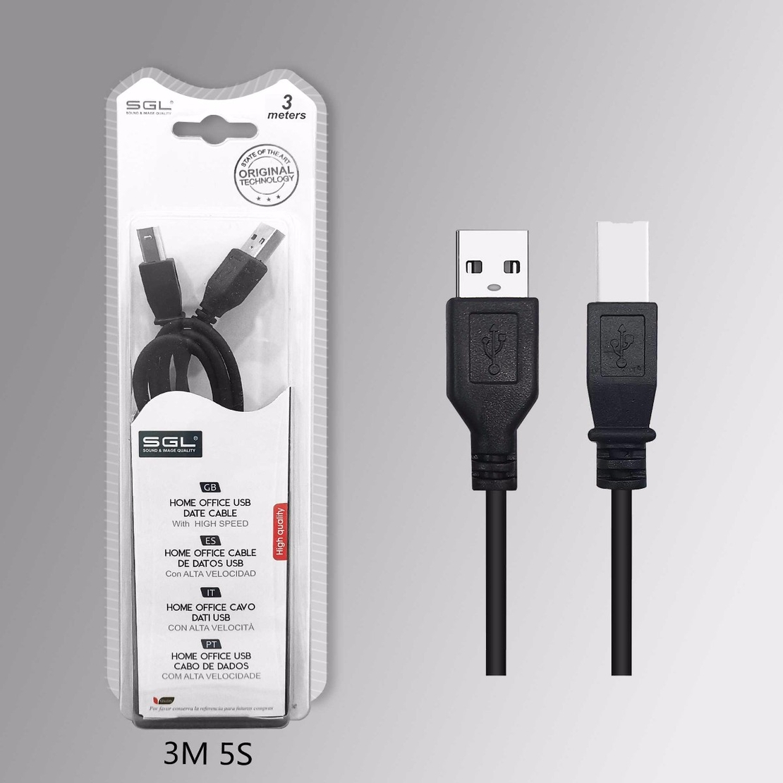 Кабел за переферни USB 2.0-USB-B - 3м - 5S - 197550