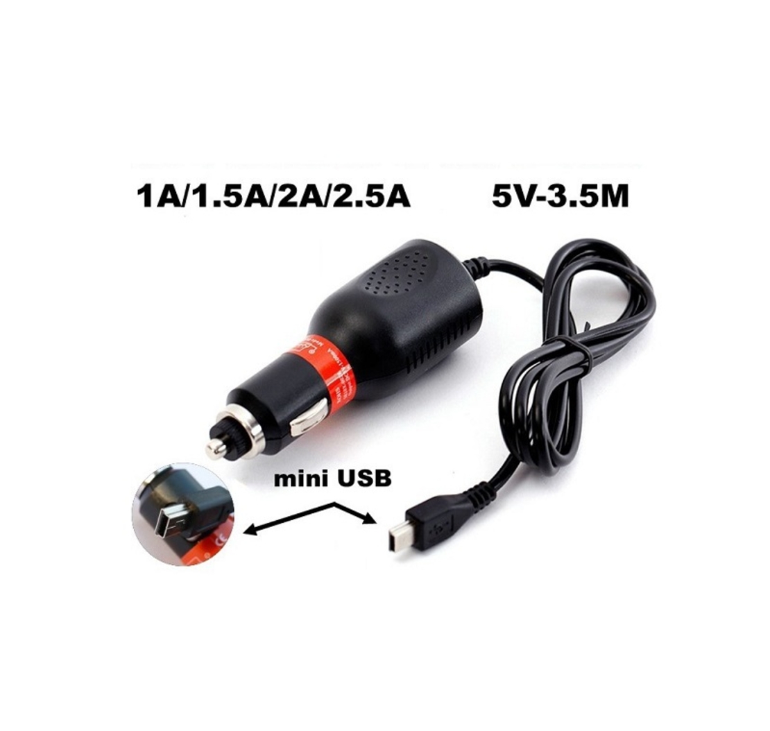 Зарядно за автомобилна запалка - Mini USB - 3.5м - 5V - 001245