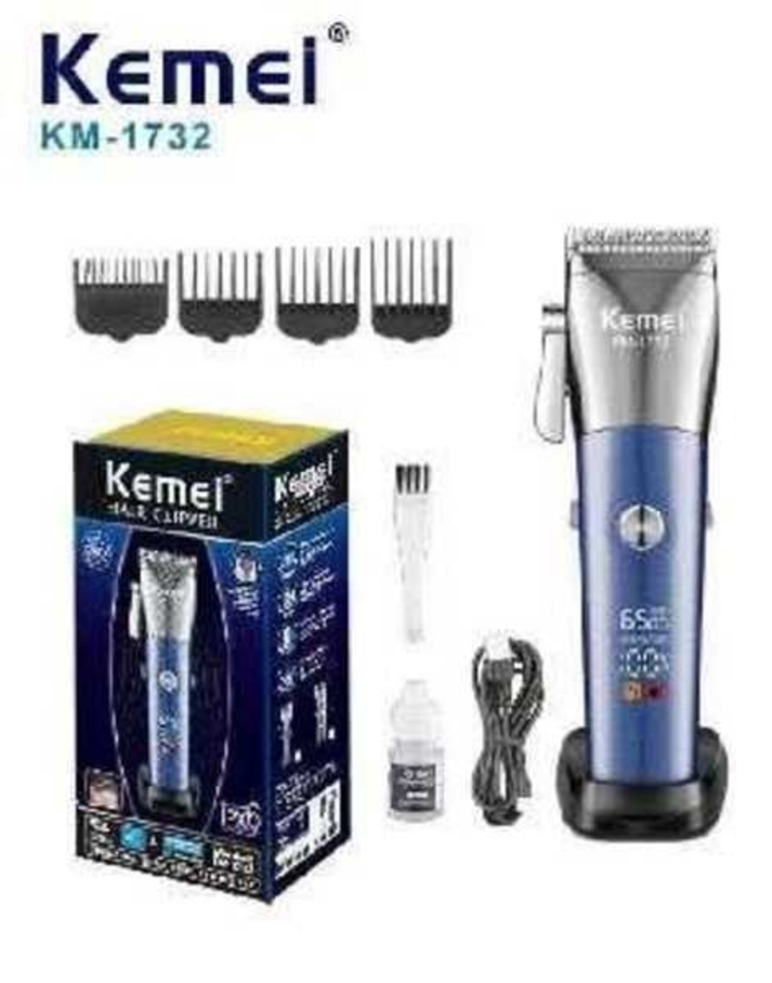 Машинка за подстригване - KM-1732 - Kemei - Синя