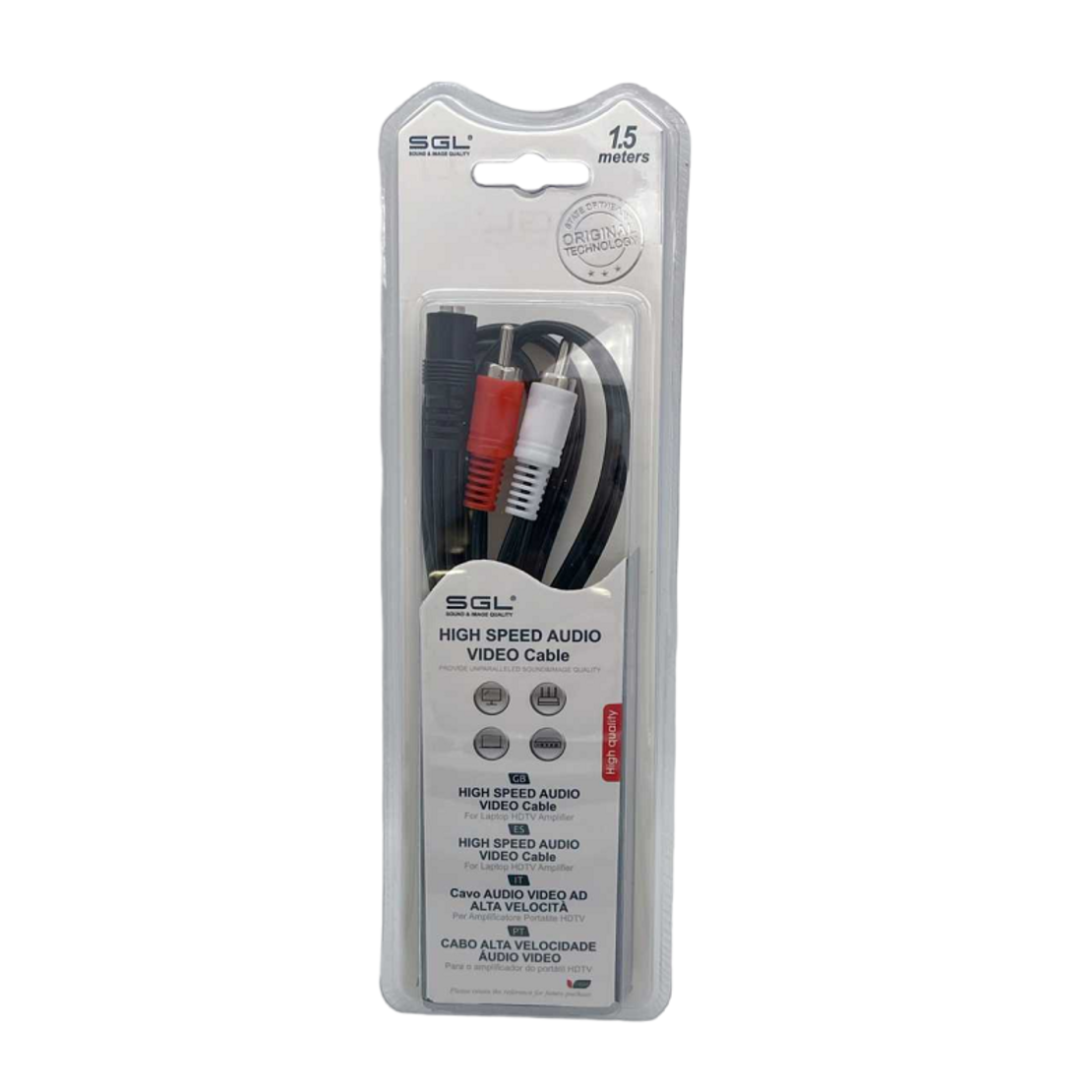 Аудио кабел - 1513 - жак 3,5 мм женски/2xRCA мъжки - 1,5 м - 096162
