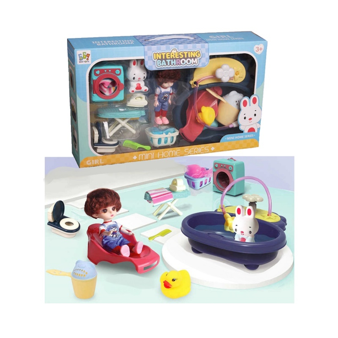 Игрален комплект - Кукла и аксесоари за баня - 669-603d - 805008