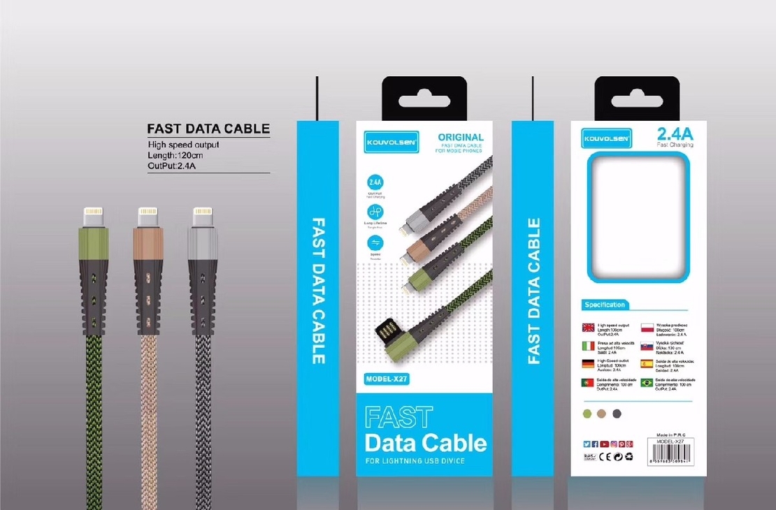 Кабел за зареждане и данни - Lightning - Бързо зареждане - X27/5G - 1.2м - 880653
