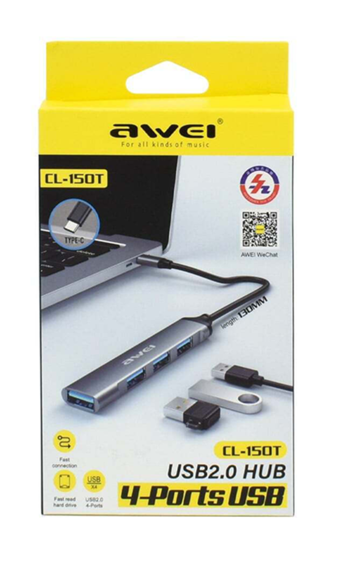 USB адаптер Хъб с 4 порта - CL-150T - USB Type-C - AWEI - 888056