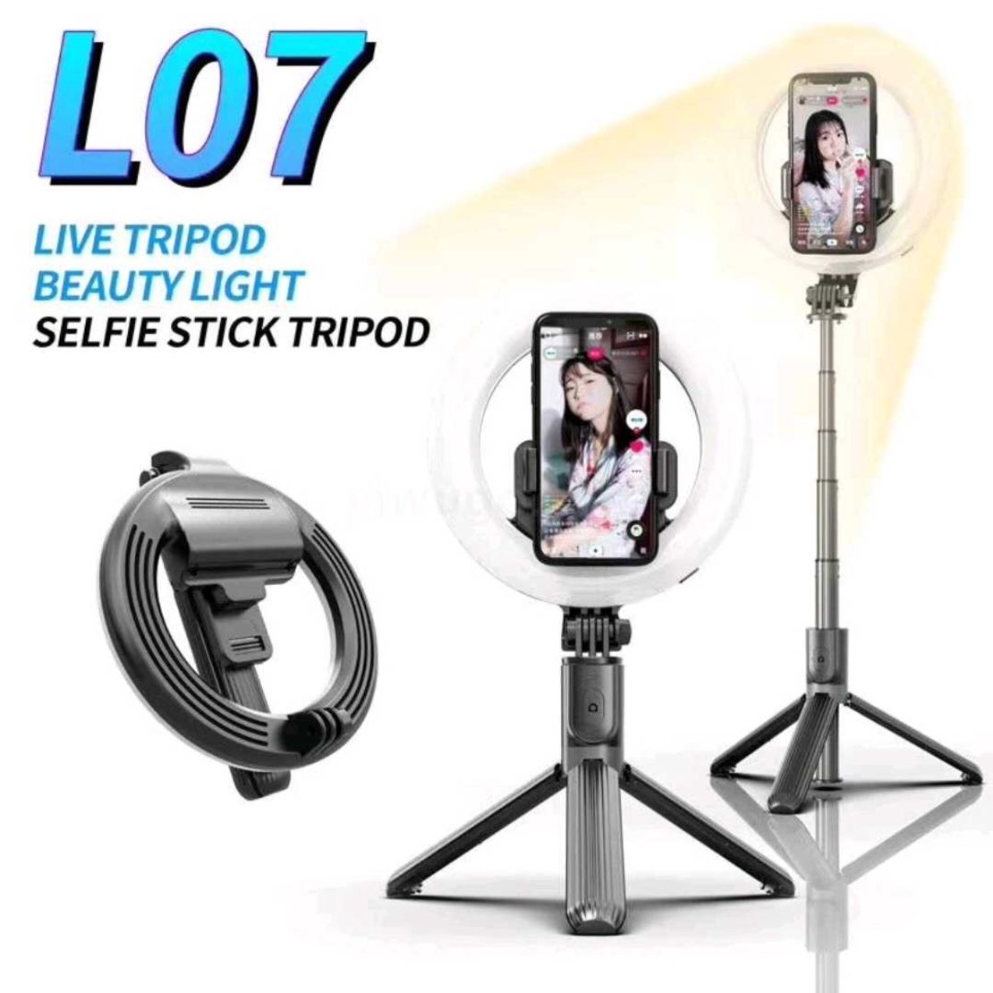 Статив триножник със селфи стик и LED пръстеновидна светлина - L07 - 532050