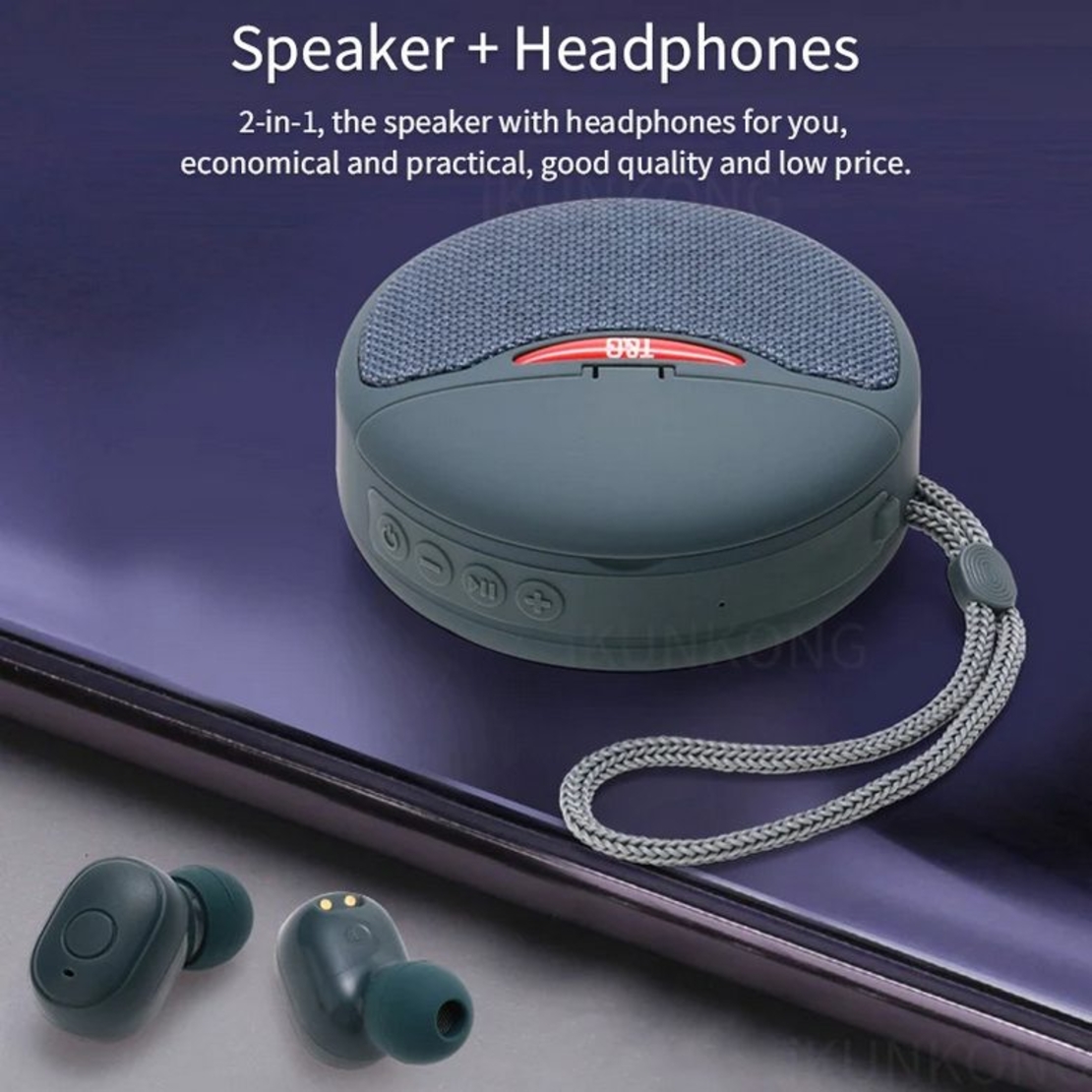 Безжична Bluetooth тонколонка със слушалки- TG-808 - 883808 - Сива