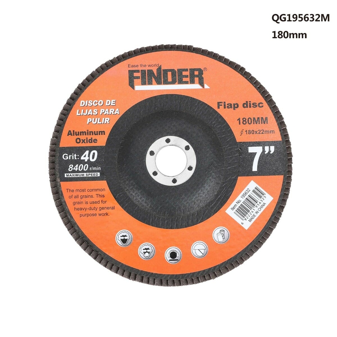 Диск за шлайфане на метал за ъглошлайф - 7'' - Grit40 - Finder - 195632