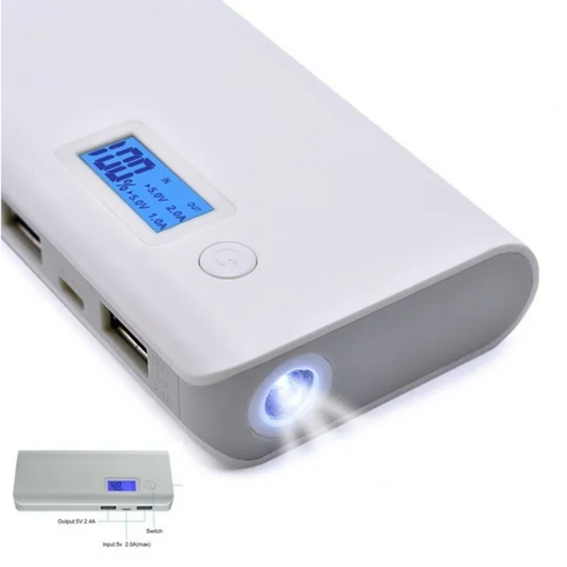 Външна батерия с LED фенерче - 10.000mah - 968 - 079812
