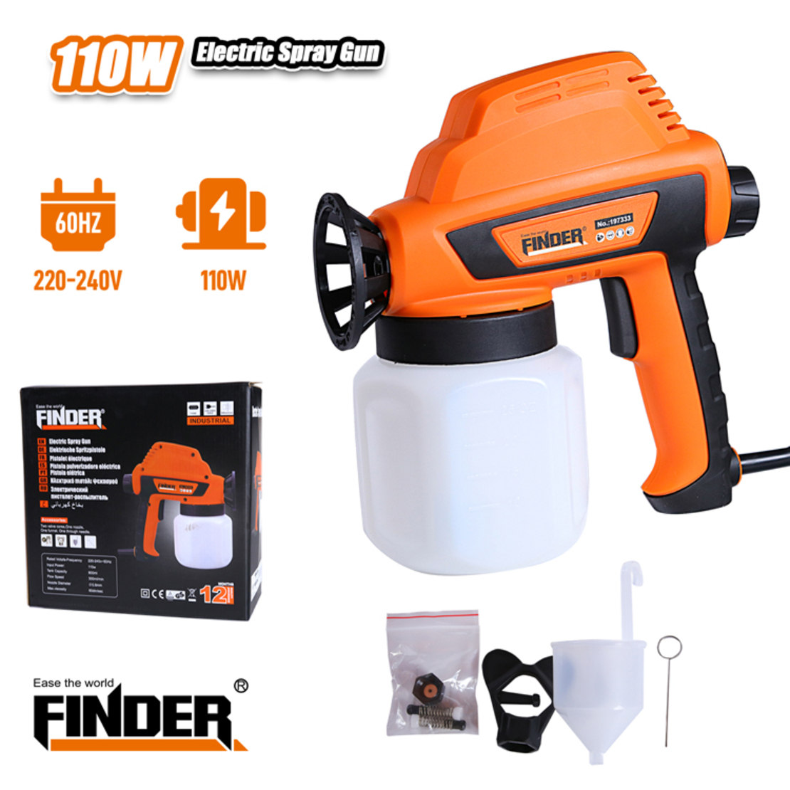 Електрически пистолет за боядисване - 110W - Finder - 197333