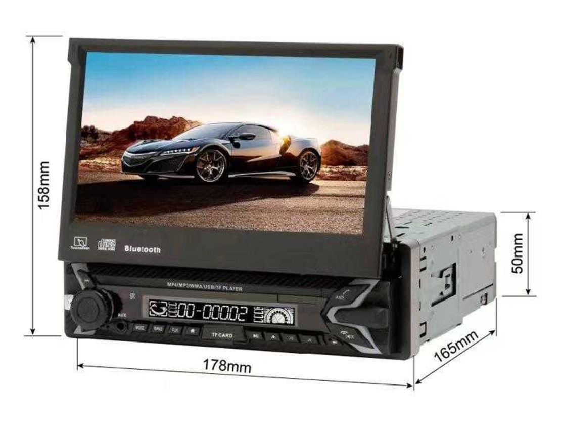 1DIN автомобилна аудио система със сгъваем екран - 701 - MP5 - 001238
