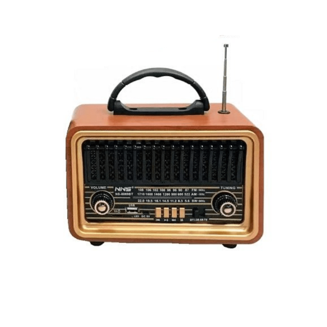 Ретро акумулаторно радио - NS -8069BT - 880699 - Кафяво