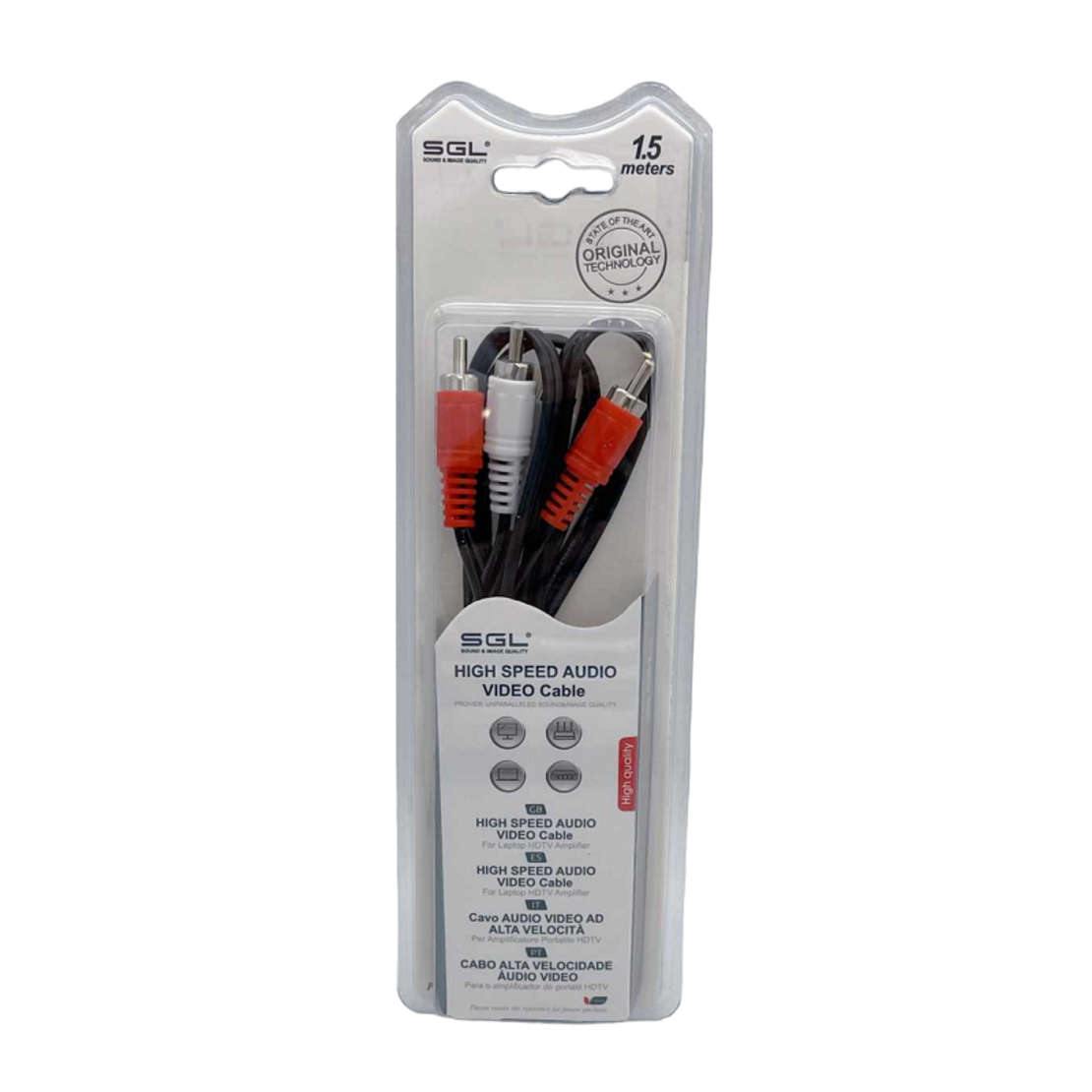RCA сигнален кабел - 2xмъжки/2xмъжки - 1.5м - 096247
