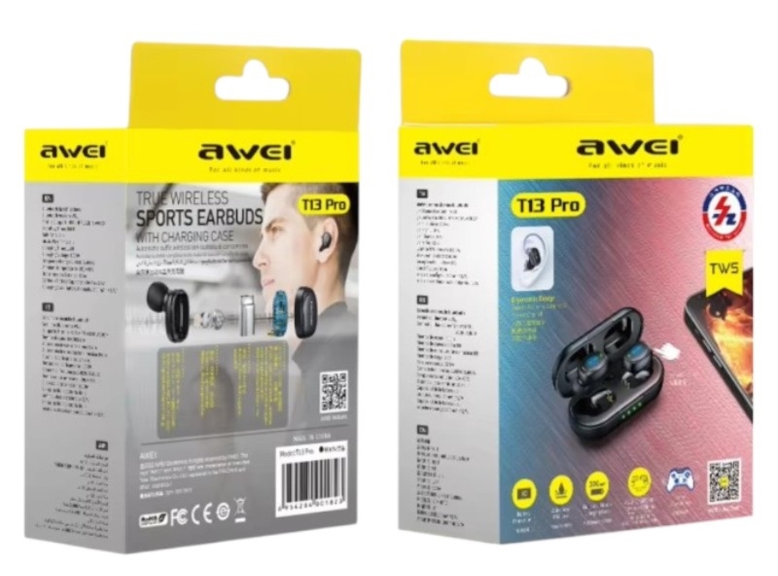 Безжични слушалки с калъф за зареждане - Bluetooth - T13 Pro - AWEI - 888681