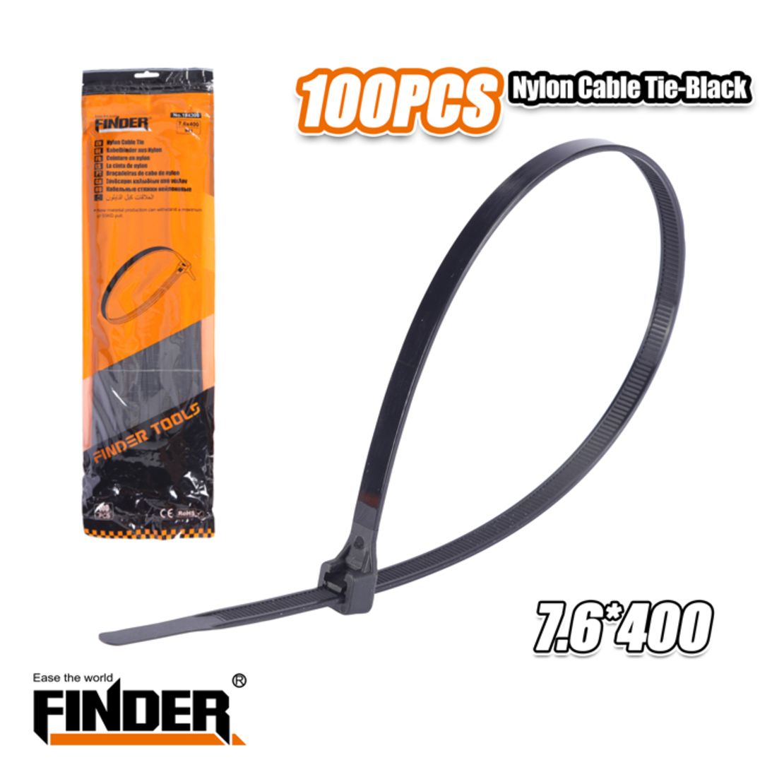 Комплект връзки за кабели - Tie wraps - 7.6*400mm - 100pcs - Finder - 194308