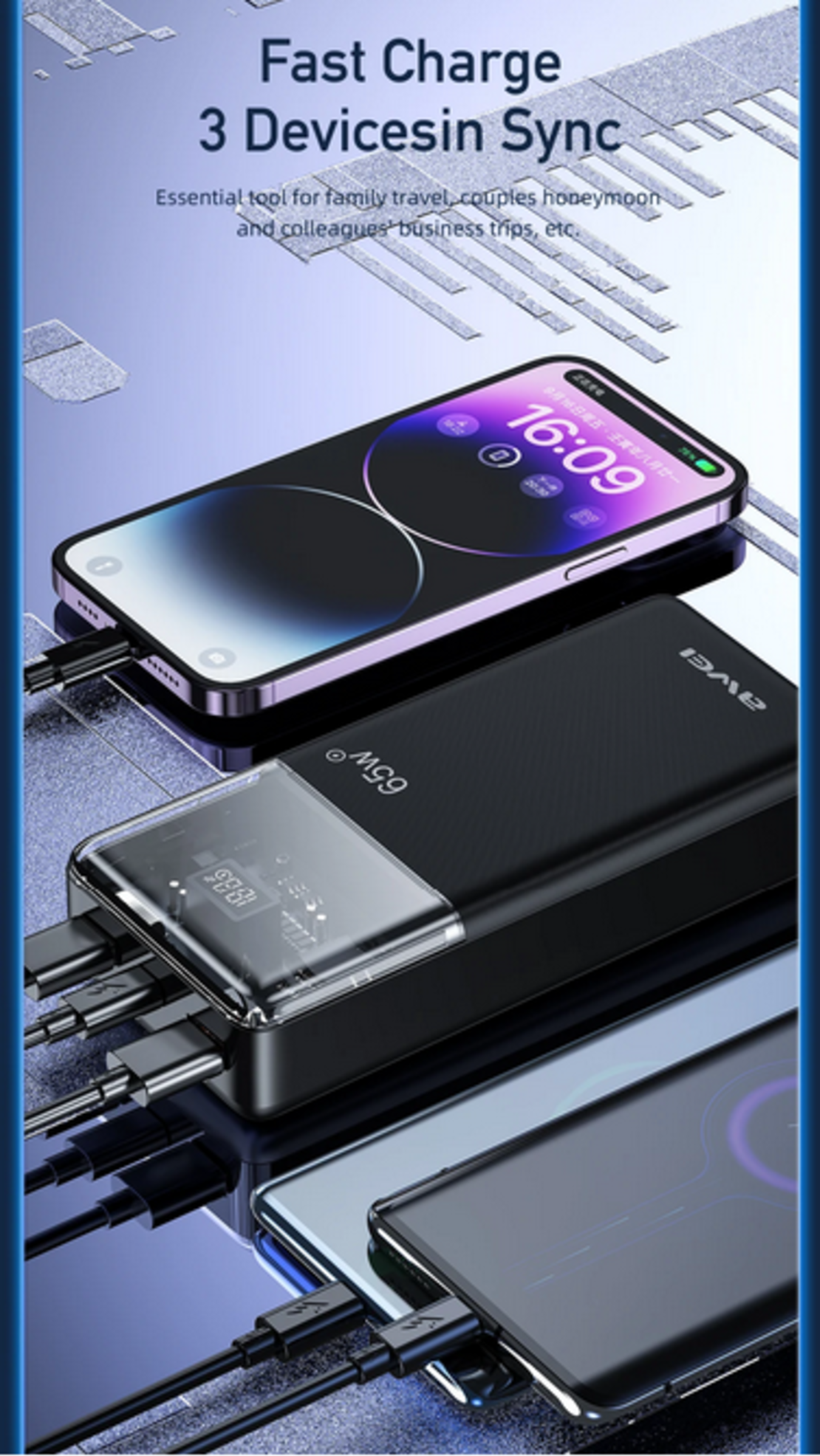 Външна батерия - P109K - 30.000mah - PD 65W - AWEI - 006859