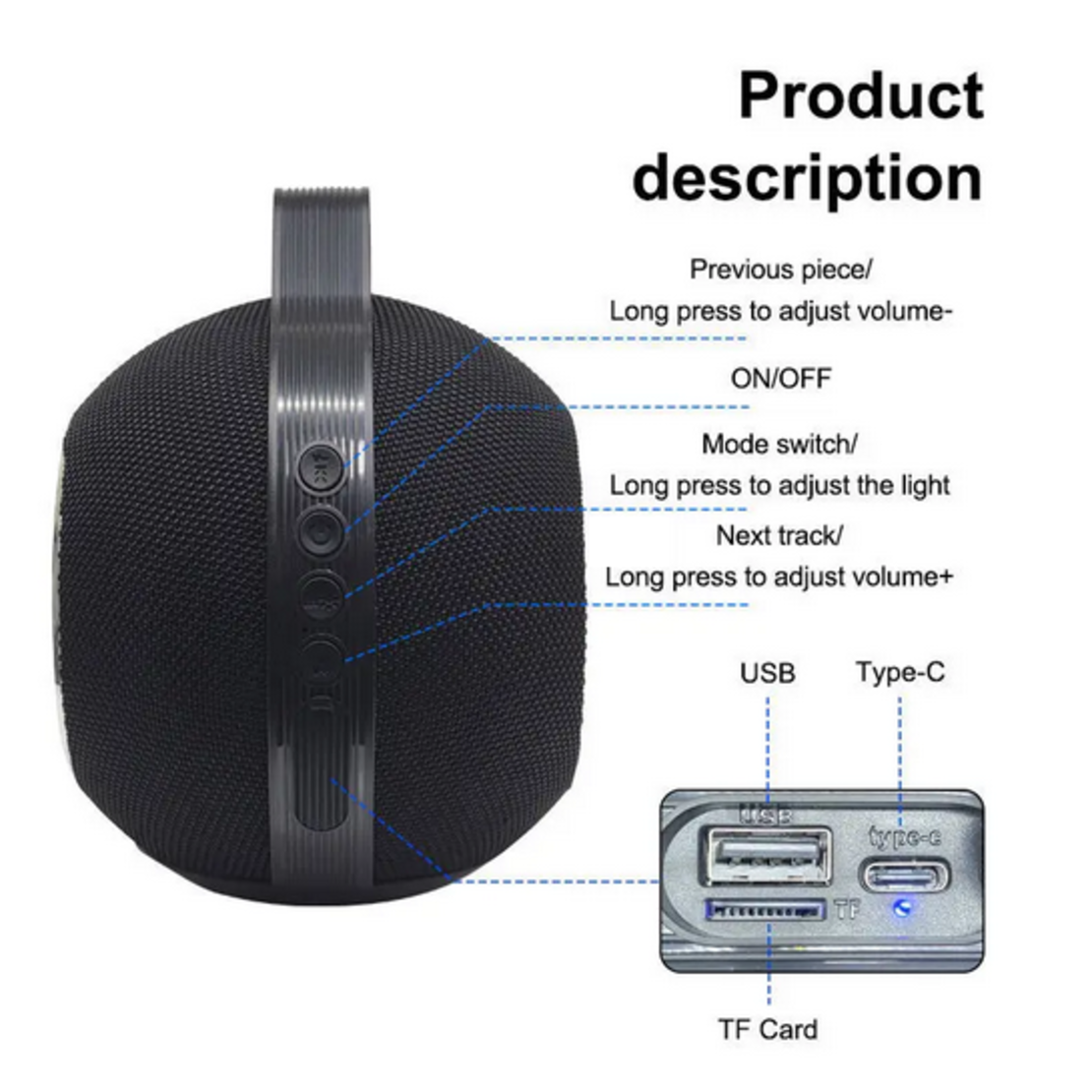 Безжична Bluetooth тонколона - D3 - 810668 - Черна