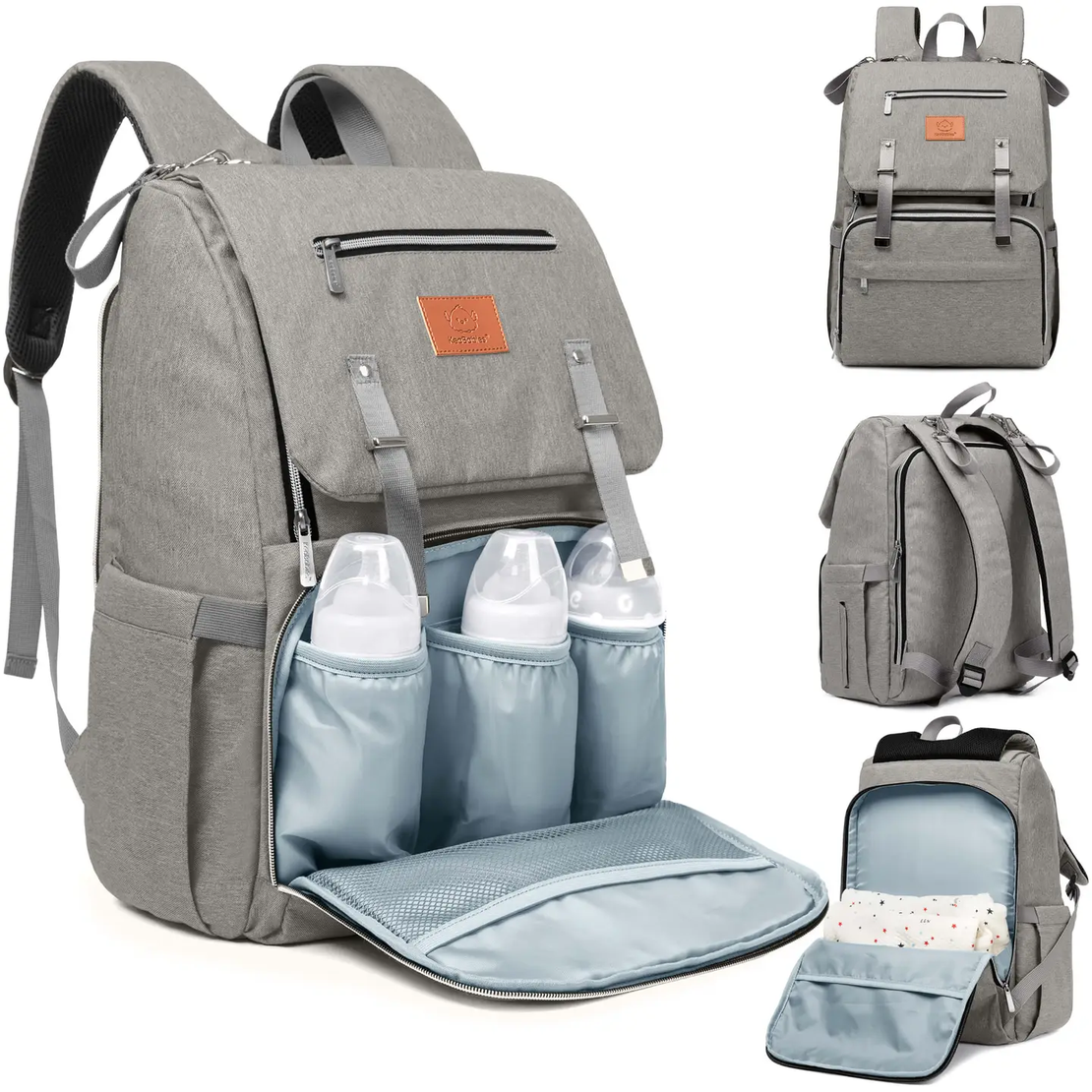 Explorer Diaper Bag Backpack, Changing Pad, Stroller Straps Classic Gray