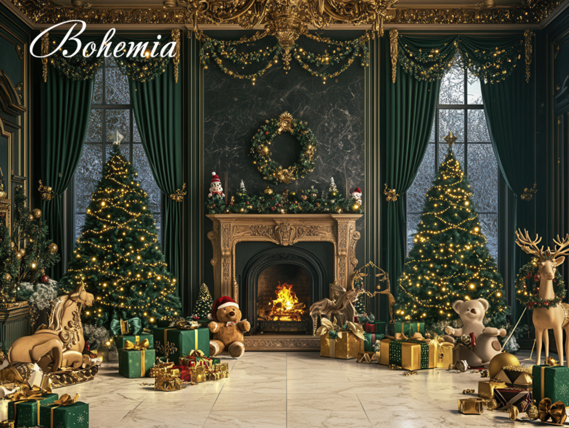 Коледен фон класическа стая 18
