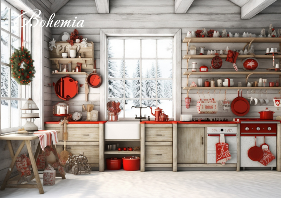 Коледен фон - кухня 09