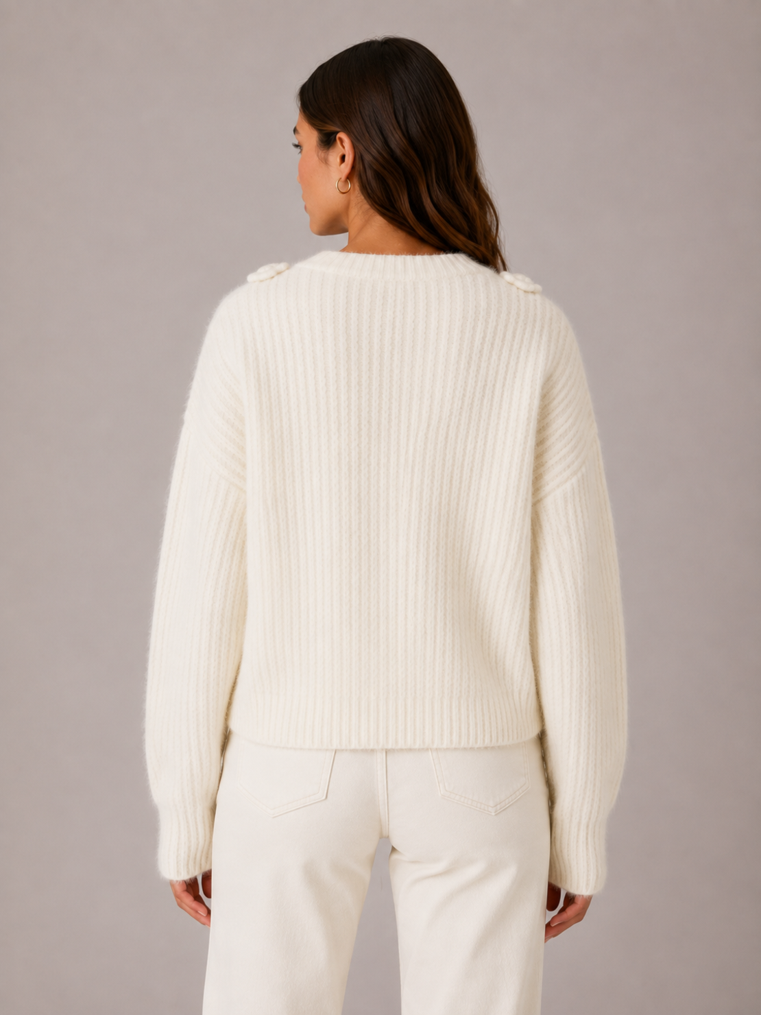 Vero Moda бял пуловер с цветя • L