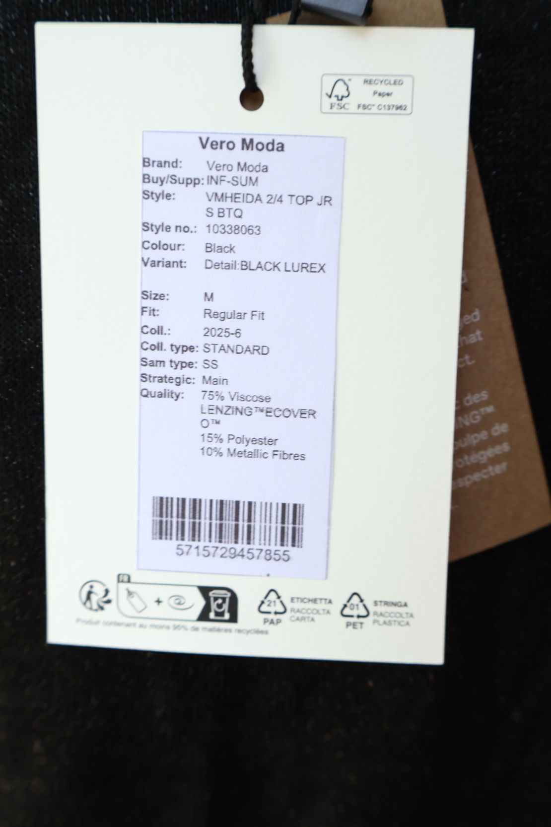 Vero Moda Черна блуза с колан и • M
