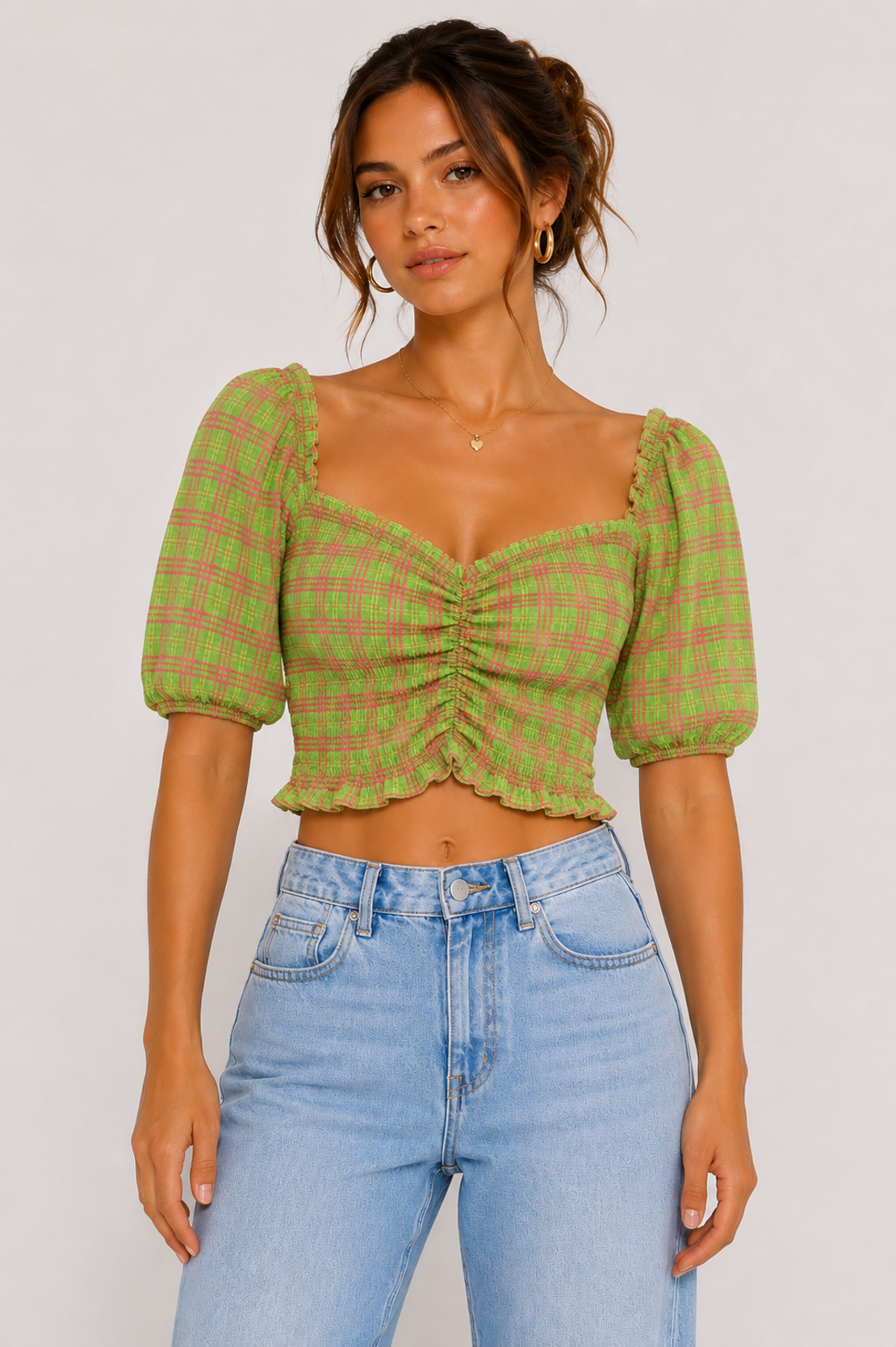 ASOS DESIGN кариран къс топ • EU 38