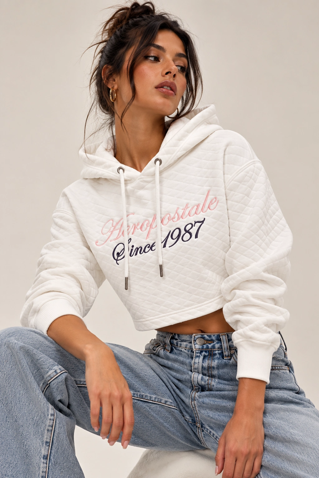 AÉROPOSTALE Cropped суичър • L